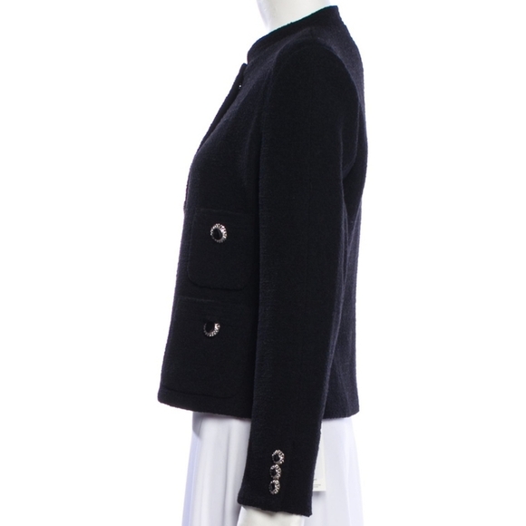 New Alessandra Rich Tailored Tweed Decorative Button Black Evening Jacket NWT - Picture 7 of 16